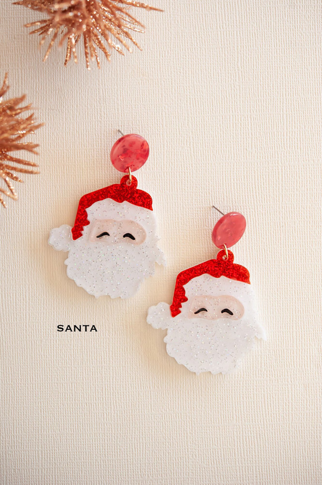 Christmas Earrings | Christmas Tree Jewelry | Colorful Holiday Earrings | Santa Earrings