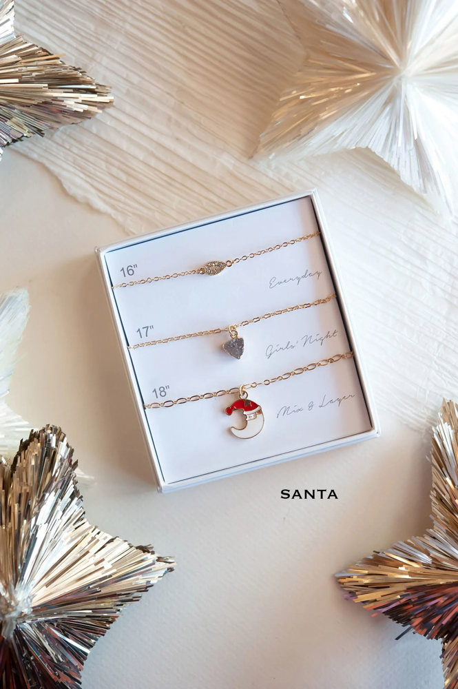 Christmas Boxed Necklace Sets | Delicate Layering Necklaces | Gift Ready Jewelry | Charm Necklaces