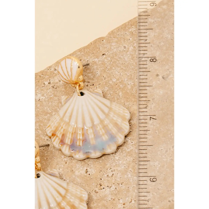 Ceramic Seashell Dangle Earrings