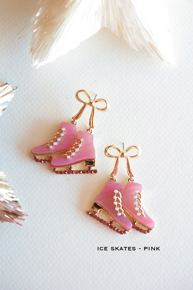 Christmas Ice Skates Earrings | Pastel Ice Skating Earrings | Winter Wonderland Gift