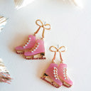 Pink Christmas Ice Skates Earrings | Pastel Ice Skating Earrings | Winter Wonderland Gift