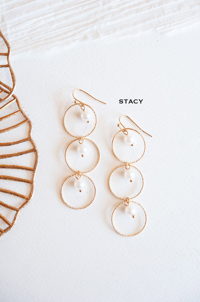 Pearl Earrings | Modern Pearl and Gold Hoops With Crystals | White Earrings