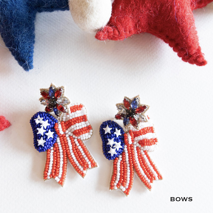 Patriotic 4th of July Party Earrings | Red White and Blue Earrings