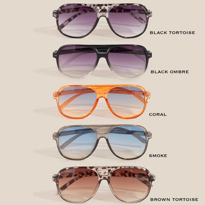 Angie Vintage Style Gradient Plastic Aviator Sunglasses