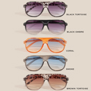  Angie Vintage Style Gradient Plastic Aviator Sunglasses