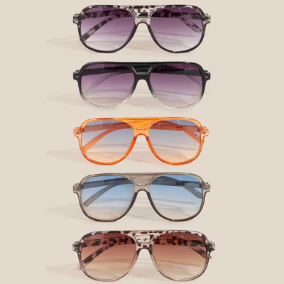 Angie Vintage Style Gradient Plastic Aviator Sunglasses