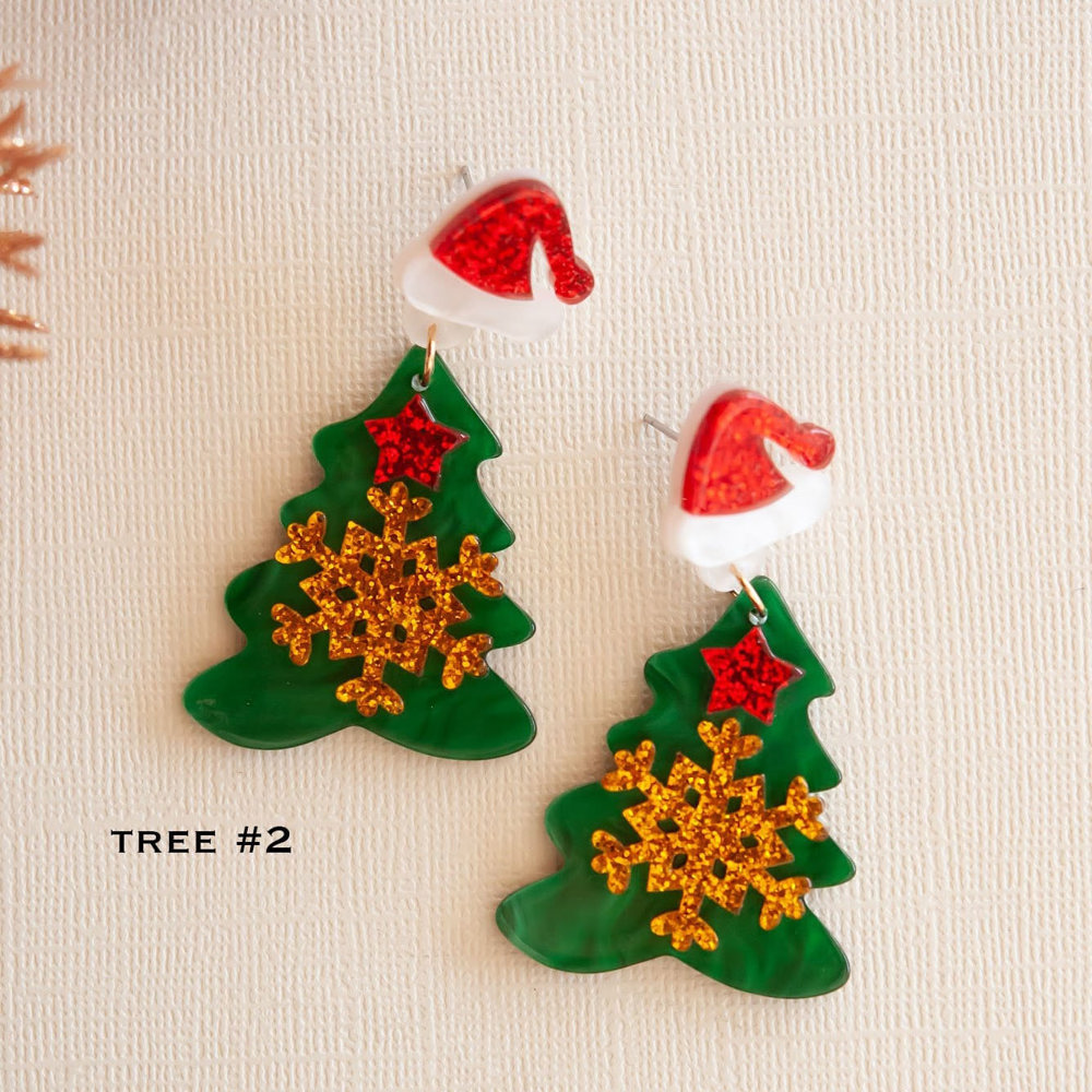 Christmas Earrings | Christmas Tree Jewelry | Colorful Holiday Earrings | Santa Earrings