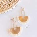  Trudy Raffia Earrings | Art Deco Brass and Fringe Earrings | Boho Chic Dangle Earrings