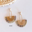  Trudy Raffia Earrings | Art Deco Brass and Fringe Earrings | Boho Chic Dangle Earrings