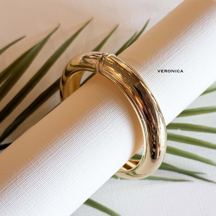 Artisan Gold Bangle Collection | Glossy Statement Metal Bracelets