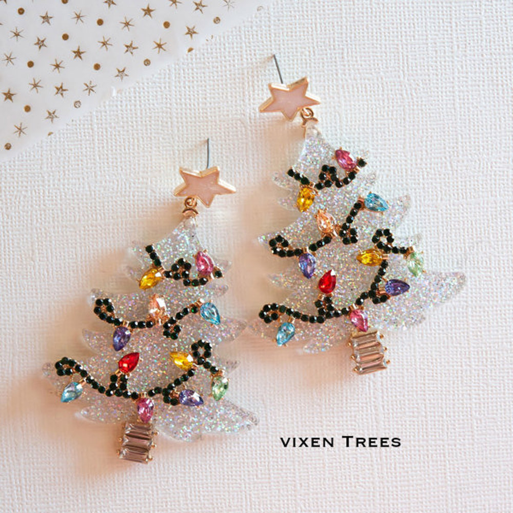 Sparkly Christmas Earrings | Vintage Vibe Holiday Earrings | Christmas Tree Jewelry