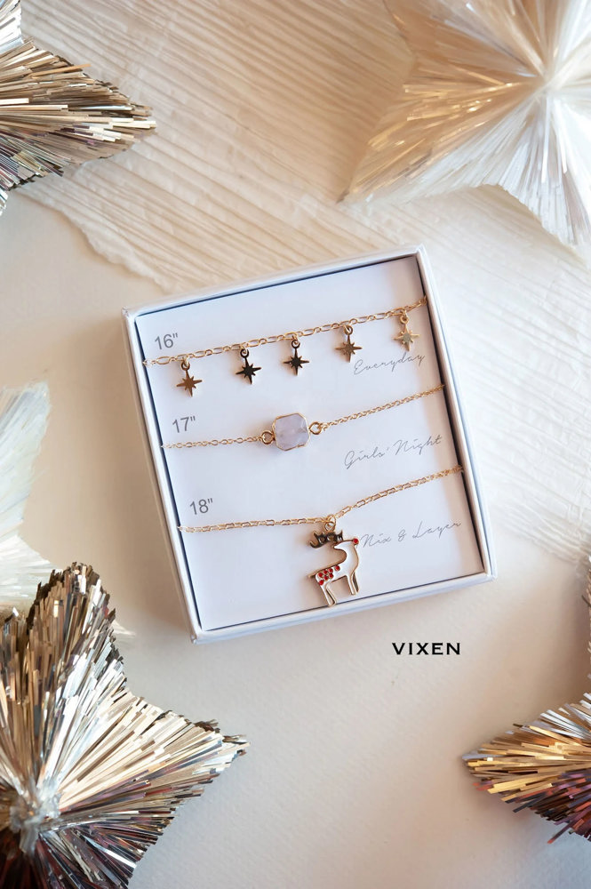 Christmas Boxed Necklace Sets | Delicate Layering Necklaces | Gift Ready Jewelry | Charm Necklaces