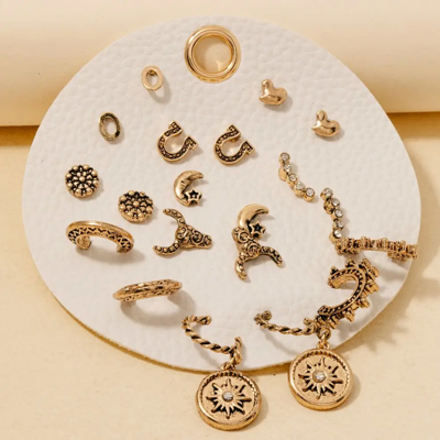 Western Theme Stud and Hoop Earrings Set