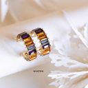 Winter Rainbow Baguette Hoops | Chunky Sparkly Gemstone Hoop Earrings