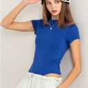  Alex Layered Cap Sleeve Bodysuit | Cobalt Blue Short Sleeves | Double-Layered | Fitted