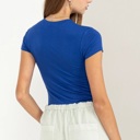  Alex Layered Cap Sleeve Bodysuit | Cobalt Blue Short Sleeves | Double-Layered | Fitted