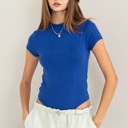  Alex Layered Cap Sleeve Bodysuit | Cobalt Blue Short Sleeves | Double-Layered | Fitted