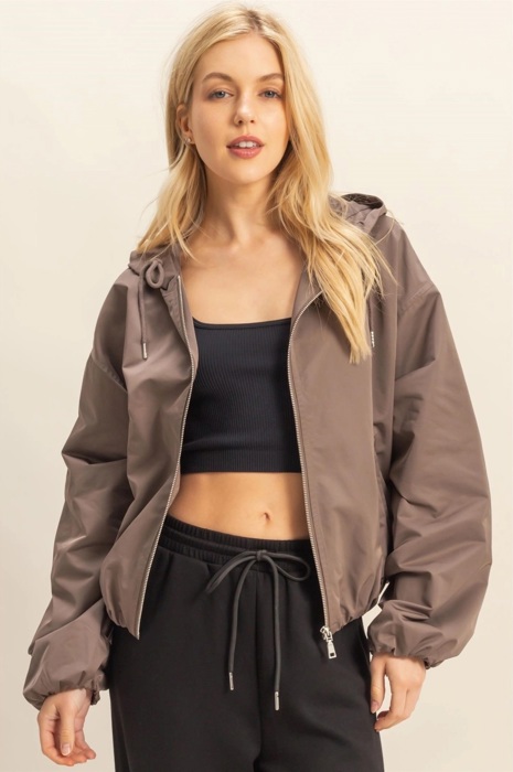 Angela Hooded Zip-Up Jacket | Women's Fall and Winter Fashion | Cocoa Brown Casual Atheisurewear 