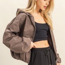  Angela Hooded Zip-Up Jacket | Women's Fall and Winter Fashion | Cocoa Brown Casual Atheisurewear 