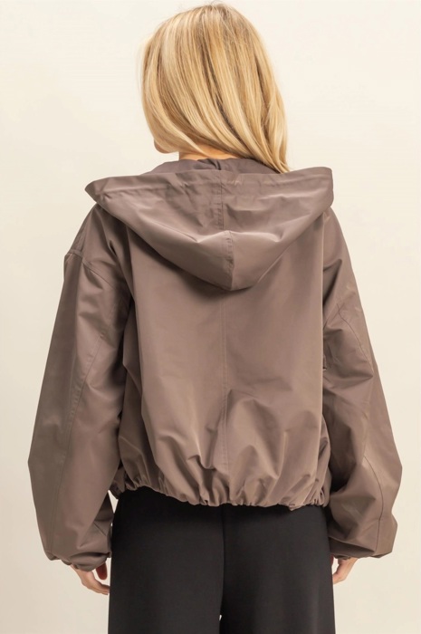 Angela Hooded Zip-Up Jacket | Women's Fall and Winter Fashion | Cocoa Brown Casual Atheisurewear 