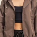  Angela Hooded Zip-Up Jacket | Women's Fall and Winter Fashion | Cocoa Brown Casual Atheisurewear 