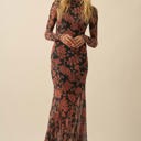  Angelica Floral Mesh Mock-Neck Maxi Dress