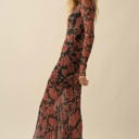  Angelica Floral Mesh Mock-Neck Maxi Dress