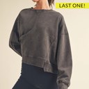  Anna Chocolate Mineral Wash Sweatshirt | Comfy | Slightly Cropped Soft | Layering Top for Fall | Chocolate Brown