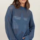  Brooke Star Pattern Open-Stich Sweater | Relaxed Fit Blue Women's Shirt | Open-Knit Sweater | Trendy Sweaters