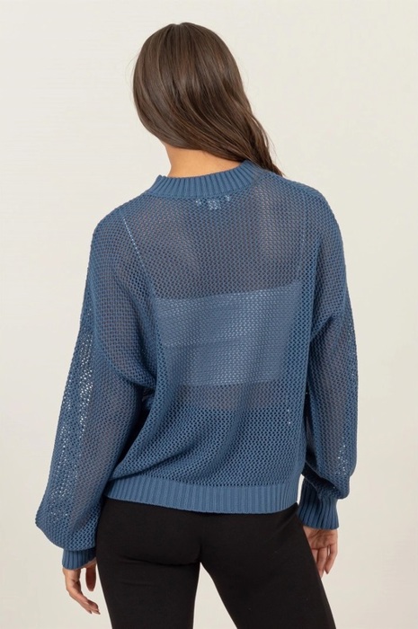 Brooke Star Pattern Open-Stich Sweater | Relaxed Fit Blue Women's Shirt | Open-Knit Sweater | Trendy Sweaters