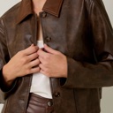  Brooks Faux Leather Long Sleeve Cropped Jacket | Women's Outerwear | Chic Trendy Fall and Winter Fashion | Collared | Layering