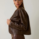  Brooks Faux Leather Long Sleeve Cropped Jacket | Women's Outerwear | Chic Trendy Fall and Winter Fashion | Collared | Layering