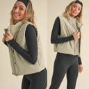  Chloe Puffer Vest | Sage Zip-Up Winter Women's Vest | Layering Vest | Warm Casual Athleisurewear