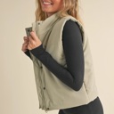  Chloe Puffer Vest | Sage Zip-Up Winter Women's Vest | Layering Vest | Warm Casual Athleisurewear