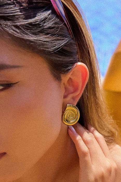 Coraline 18K Gold Seashell Stud Earrings | Women's Summer Accessories | Lead & Nickel Free | Hypoallergenic | Water Resistant