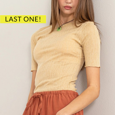 Danielle Ribbed Short Sleeve Top