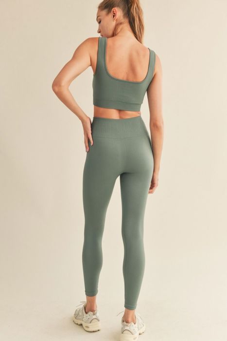 Dara Seamless Bra + Legging Set | Sage Green | Activewear | Sports Bra | Athleisure | Gym Attire