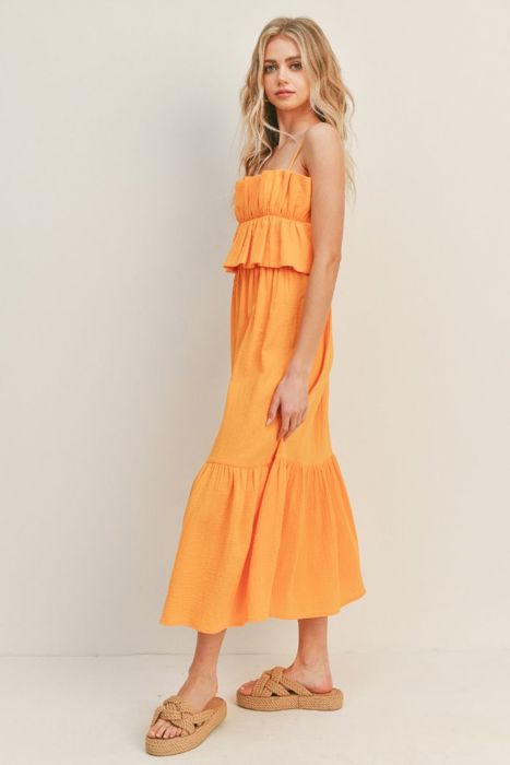 Deena Ruffle Bust Midi Dress | Yellow Spring Midi Dress | Wedding Guest Dress | Vacation Dress