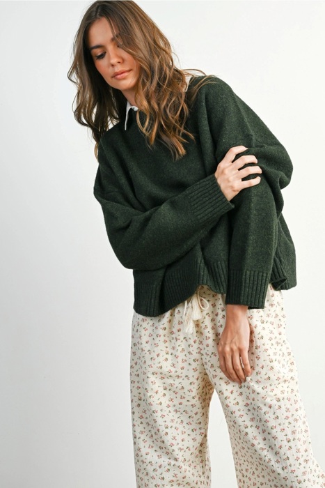 Eleanor Tie-Back Sweater | Women's Green Fall and Winter Top | Comfy and Stylish