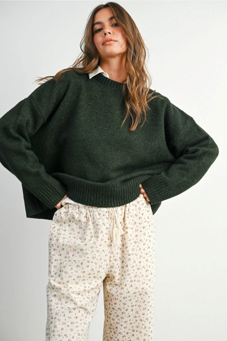 Eleanor Tie-Back Sweater | Women's Green Fall and Winter Top | Comfy and Stylish