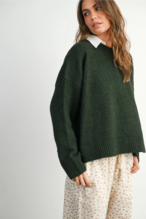 Eleanor Tie-Back Sweater | Women's Green Fall and Winter Top | Comfy and Stylish