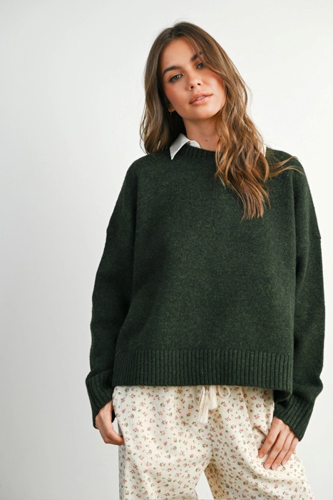 Eleanor Tie-Back Sweater | Women's Green Fall and Winter Top | Comfy and Stylish