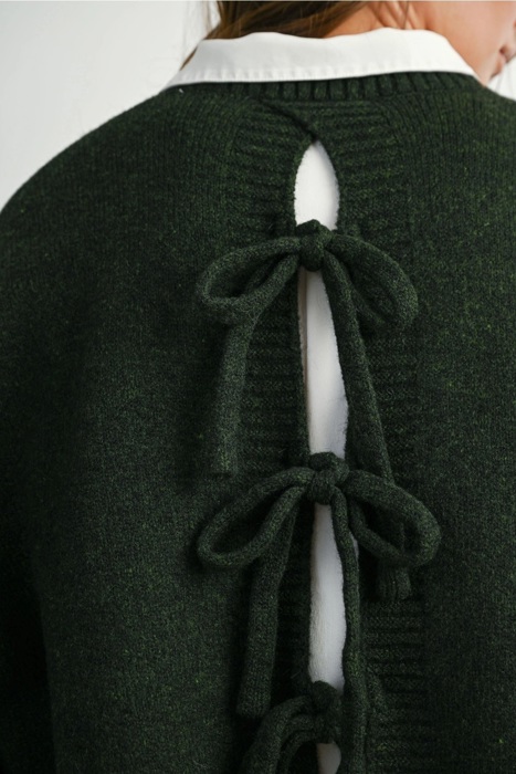 Eleanor Tie-Back Sweater | Women's Green Fall and Winter Top | Comfy and Stylish
