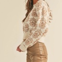  Elise Floral Pattern Knit Sweater | Women's Warm Soft Knit Pullover | Fall and Winter Fashion