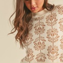  Elise Floral Pattern Knit Sweater | Women's Warm Soft Knit Pullover | Fall and Winter Fashion