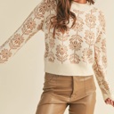  Elise Floral Pattern Knit Sweater | Women's Warm Soft Knit Pullover | Fall and Winter Fashion