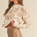  Elise Floral Pattern Knit Sweater | Women's Warm Soft Knit Pullover | Fall and Winter Fashion