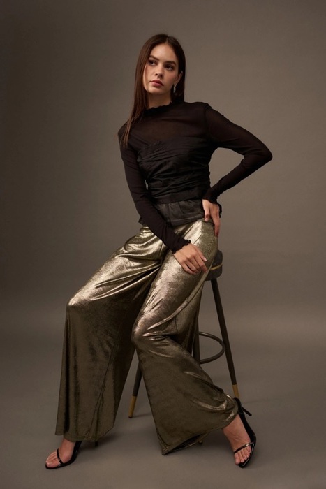 Eliza Solid Semi-Sheer Ruch Bodice Top | Women's Black Blouse | Date Night GNO Shirt | Side Zipper | Fall and Winter Style