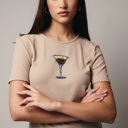  Espresso Martini Round Neck Rib Top | Women's Top | Holiday Shirt | Fall and Winter Trendy Fashion | Embellished | Tan Rib Knit