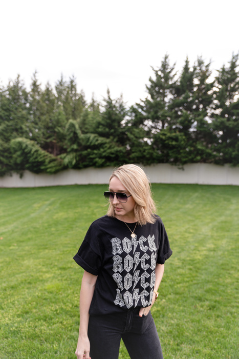 ROCK Graphic Tee | Black Cotton Women's T-Shirt | Concert Apparel